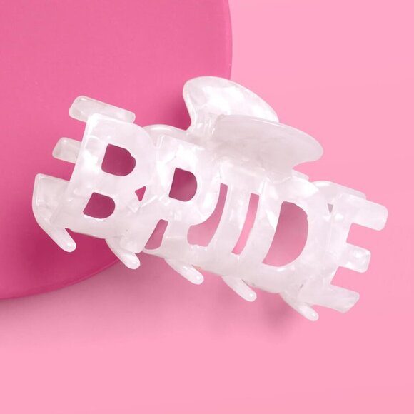 Bride Claw Hair Clip Acrylic White Marble Bridal Bachelorette Gift Accessory